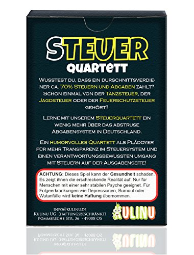 Quartett KU1337 - Steuerquartett, Das Kartenspiel für Erwachsene mit Wutanfallgarantie, lustiges Gesellschaftsspiel als Geschenk-Idee (48 Karten) - 3